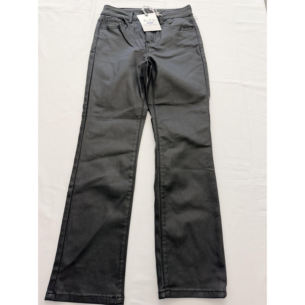 BLEU Straight Jeans Womens 4 Gray Dark Wash Mid Rise Stretch Regular 28x27 Denim